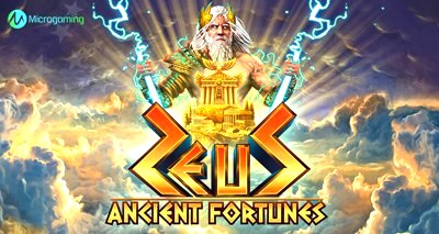 5555microgaming Strikes a Golden Legend Iin Ancient Fortunes Zeus Cover