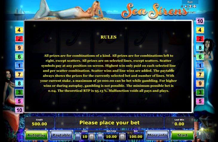 Sea Sirens Slot